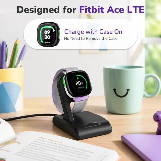 Alt view image 2 of 6 - Charger Compatible with Google Fitbit Ace LTE | Anti-Slip Charging Stand Dock with 3Ft USB Cable Cord