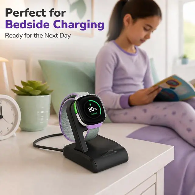 Alt view image 4 of 6 - Charger Compatible with Google Fitbit Ace LTE | Anti-Slip Charging Stand Dock with 3Ft USB Cable Cord