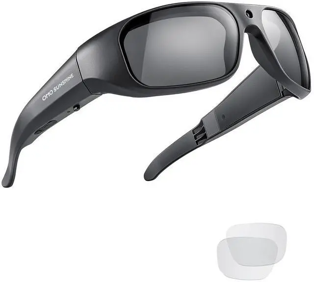 Main image of OhO Smart Camera Glasses, Full HD 1080P Polarized Sunglasses with Built-in Memory for Outdoor Sport, Men/Women, Black Frame-black Lens, 32GB