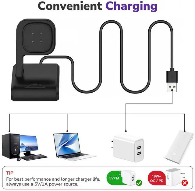 Alt view image 6 of 6 - Charger Compatible with Google Fitbit Ace LTE | Anti-Slip Charging Stand Dock with 3Ft USB Cable Cord