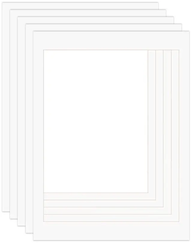 Main image of 18x24 White Picture Mats for 16x20 Pictures with Core Bevel Cut Frame Mattes - Pack of 5