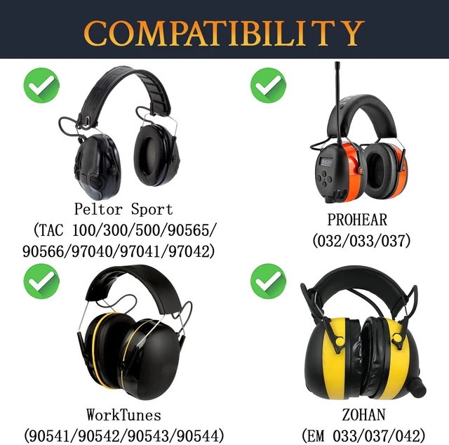 Alt view image 2 of 7 - PU Earpads for 3M WorkTunes(90541,90542,90543,90544) - Black | Also for Peltor Sport (TAC100/TAC300/TAC500/90565/90566/97040/97041/97042), ZO-HAN(EM033/037/042), PROHEAR(032/033/037)
