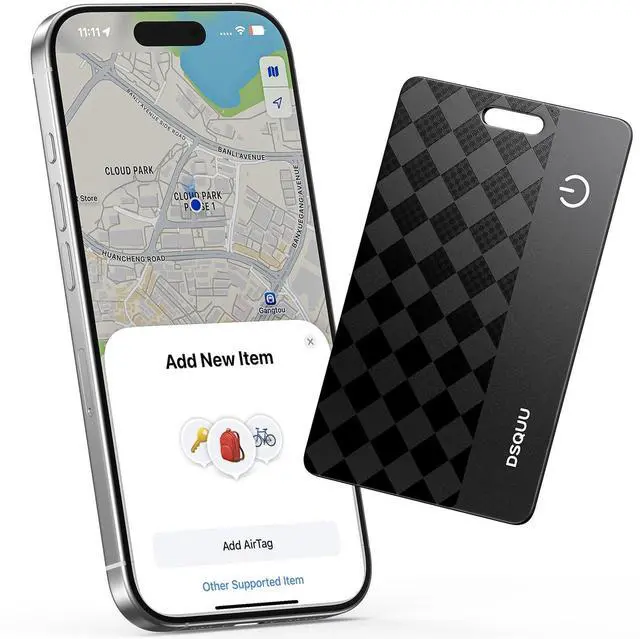 Main image of Wallet Tracker Card Air-Tag (iOS Only) Ultra-Thin 0.07in IP68 Waterproof Bluetooth Tracker for Wallets, Passport, Work with Apple Find My, Wireless Charging, Anti-Loss Card Locator iOS Only (1 Pack)