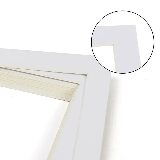 Alt view image 4 of 7 - 18x24 White Picture Mats for 16x20 Pictures with Core Bevel Cut Frame Mattes - Pack of 5