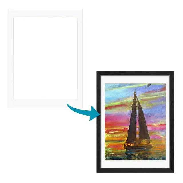 Alt view image 5 of 7 - 18x24 White Picture Mats for 16x20 Pictures with Core Bevel Cut Frame Mattes - Pack of 5