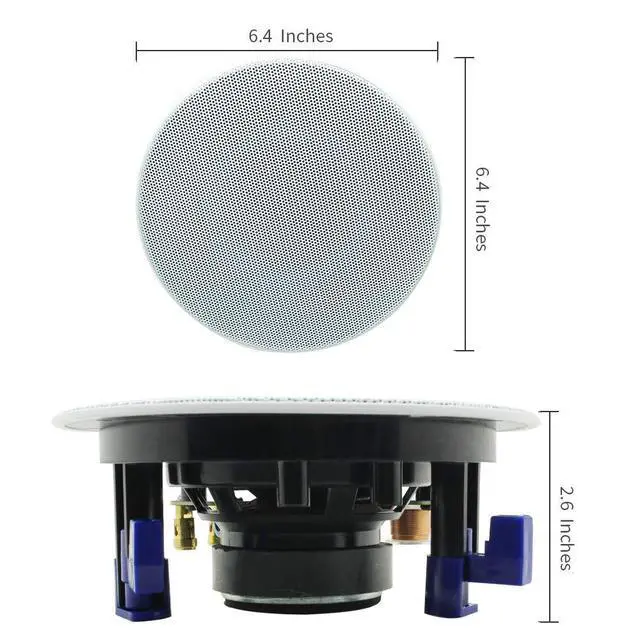 Alt view image 3 of 7 - 4 Inches Flush Mount 2 Way Full Range in Wall Bluetooth Ceiling Speakers,Great for Humid Indoor Outdoor Placement Bath, Kitchen,Bedroom,Covered Porches A Pair