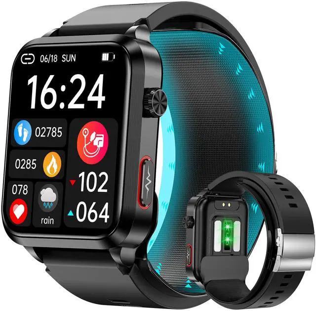Main image of Blood Pressure Smart Watch Air Bag Air Cuff, 24/7 Heart Rate Blood Oxygen Body Temperature Sleep Respiration Rate Health Monitor Activity Tracker Familiy Data Sharing (Black)