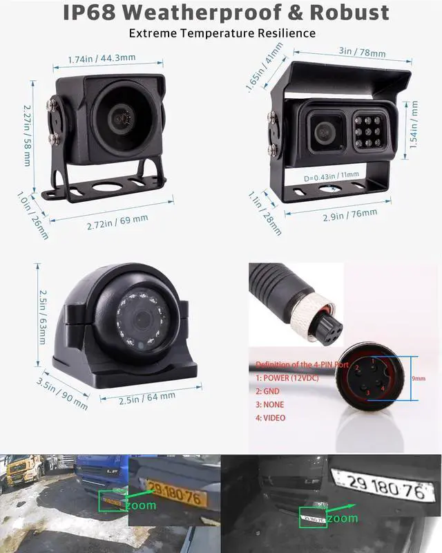Alt view image 5 of 6 - 4-CH 1080P Mobile Vehicle Bus CCTV DVR Video Recorder Kit with Night Vision Waterproof Side Front Rear View Car Camera 7 inches IPS Monitor for Truck Van Fleet