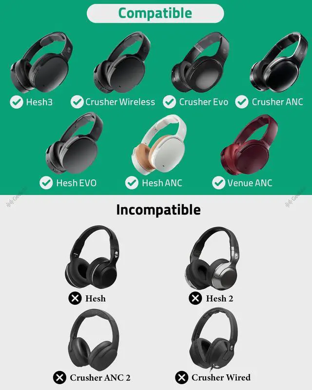 Alt view image 3 of 7 - QuickFit Replacement Ear Pads for Skullcandy Crusher Wireless, Crusher EVO, Crusher ANC, Hesh 3/ EVO/ANC, Venue ANC, Crusher 540 Active Wireless Headphones, with Video Guide (Black)