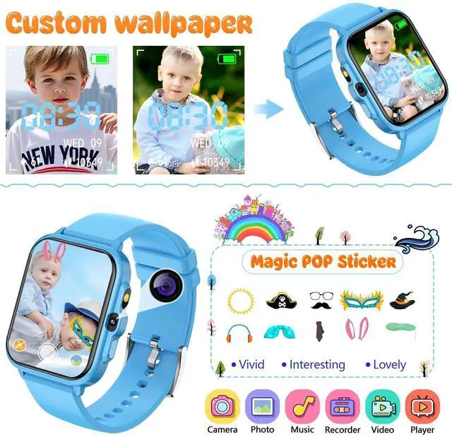 Alt view image 3 of 7 - Kids Smart Watch Boys and Girls, Smartwatch with Alarm Clock, Camera, Games, Music, SOS, 24/7 Health Monitor, 100+ Sports Modes, IP68 Waterproof, Children Watches Birthday Gift for Kid Ages 4-12