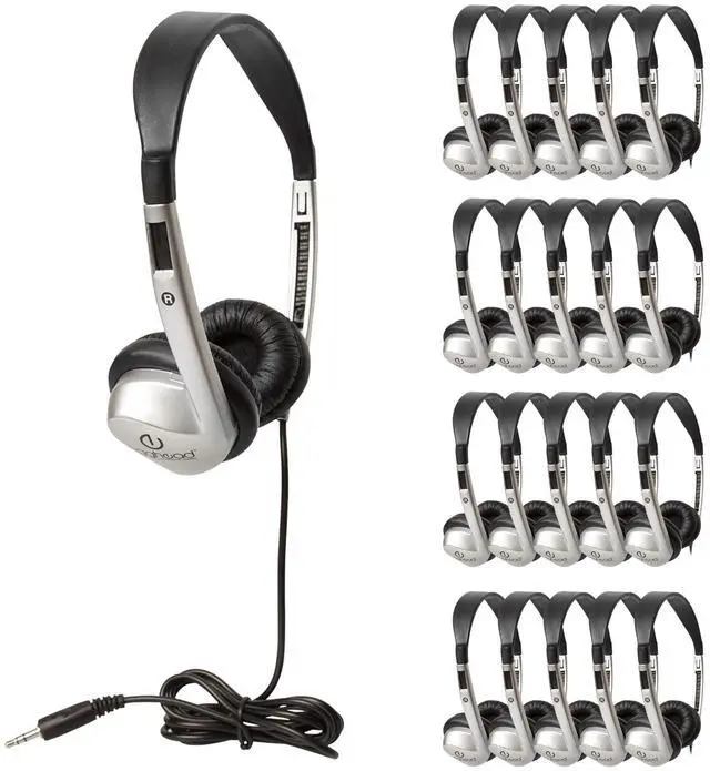 Main image of Stereo School Headphone W/Leatherette Ear Cushion (Pack of 20), black/silver