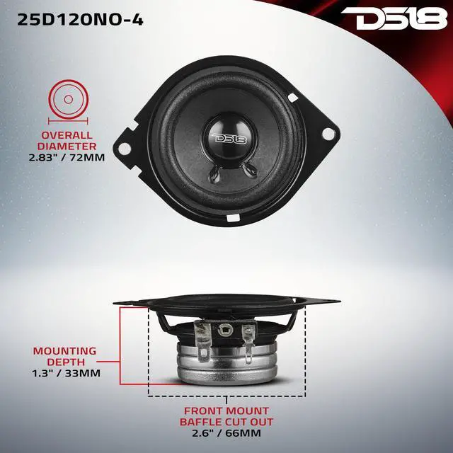 Alt view image 6 of 7 - 25D120NO-4 2.5" OEM Dashboard Loudspeaker 4 Ohm with Neodymium Magnet, OEM Speakers Great for Dashboards, Universal Fit