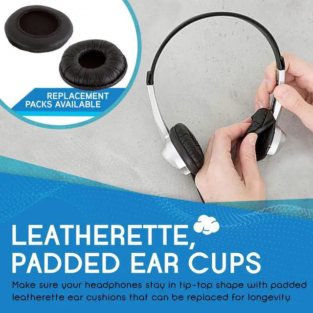 Alt view image 5 of 7 - Stereo School Headphone W/Leatherette Ear Cushion (Pack of 20), black/silver