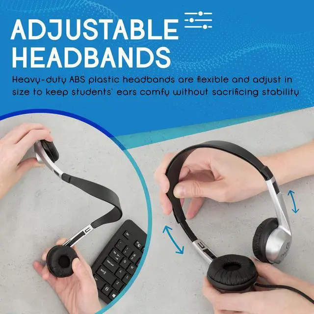 Alt view image 7 of 7 - Stereo School Headphone W/Leatherette Ear Cushion (Pack of 20), black/silver