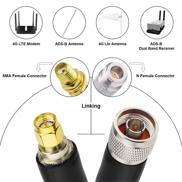 Alt view image 6 of 7 - KMR400 SMA to N Cable 100ft, N-Male to SMA-Male Connector Low Loss Extension Cable 50 Ohm