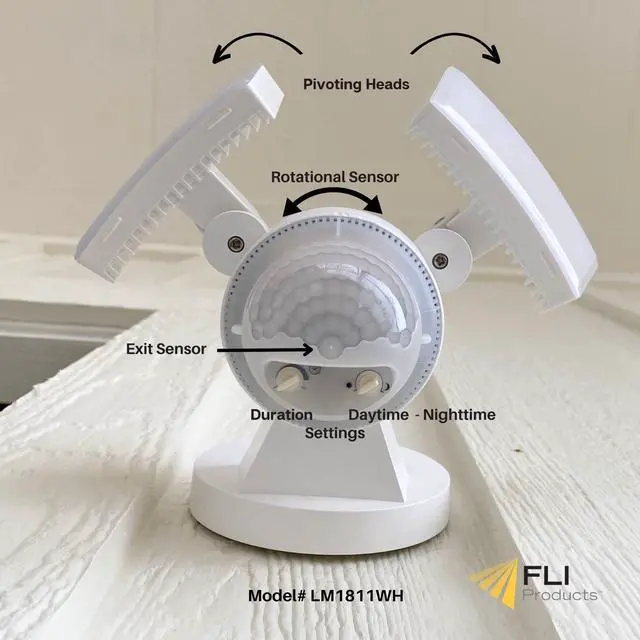 Alt view image 3 of 7 - LED Outdoor Motion Sensor Security Floodlight 1100 Lumens, 180° Detection, Weatherproof Design, Versatile Eave or Wall Mounting, Exit Detection, Rotatable Sensor