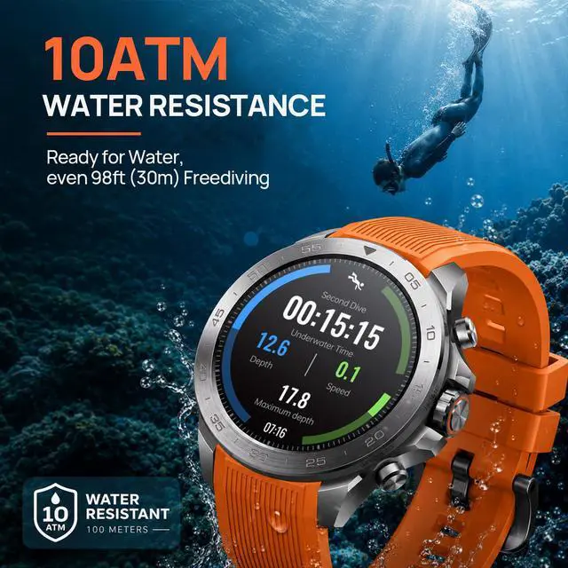 Alt view image 7 of 7 - GS Explorer S Titanium Outdoor Adventure Smartwatch for Men, Dual-Band GPS with Offline Maps, Military-Grade, 20-Day Battery, 10 ATM Waterproof for Freediving, 150+ Sports Modes (Silicone Strap)