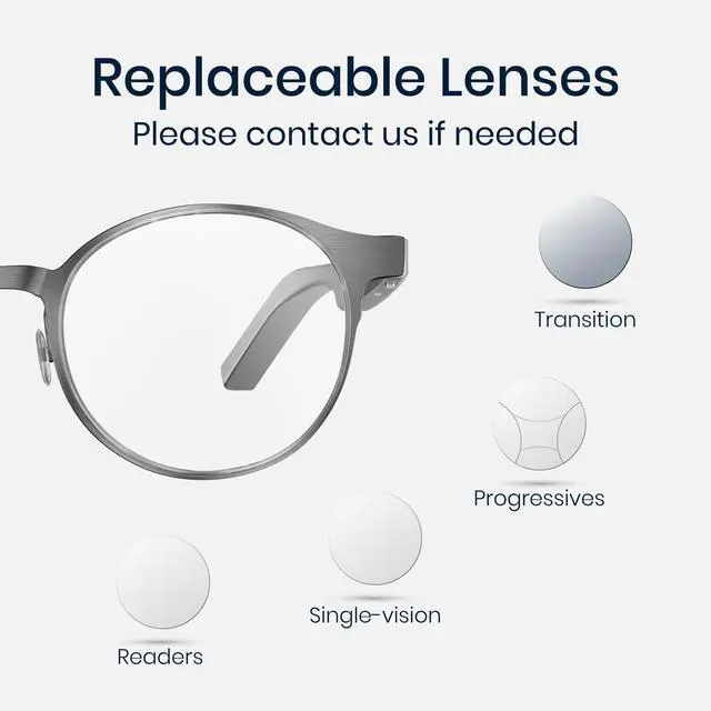 Alt view image 3 of 7 - AI Smart Glasses with Real-Time Translation & Meeting Transcription Titanium Frame, Bluetooth Open-Ear Audio, Voice Recording, No Camera Privacy-First, ChatGPT & Gemini, 48H Battery,Gray
