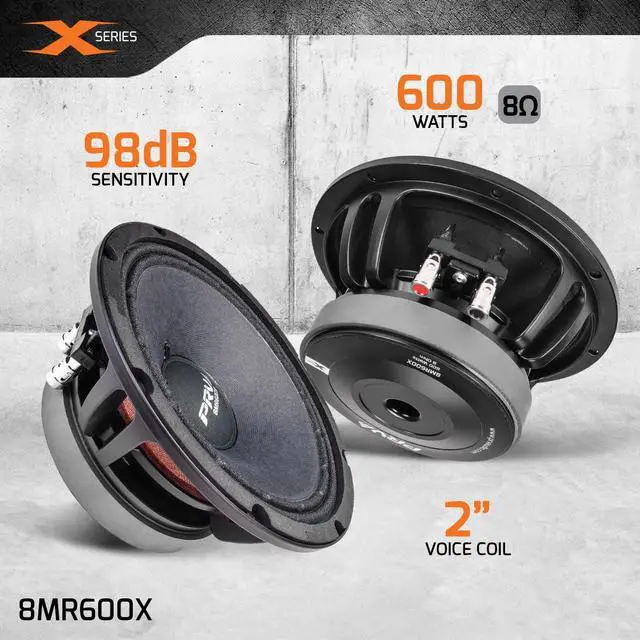 Alt view image 2 of 7 - 8 Inch Midrange Speaker 8MR600X, 600 Watts, 8 Ohm, 2 in Dual Layer Voice Coil, Pro Audio Speaker (Single)