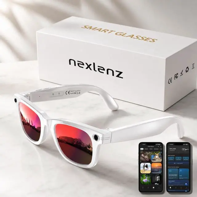 Main image of Smart Glasses with Camera for Travel & POV Video, White | Hands-free POV camera glasses for travel, cycling and daily moments, with Bluetooth audio, calls, translation and WiFi