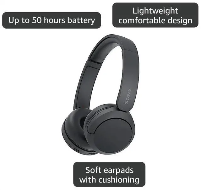 Alt view image 3 of 7 - WH-CH520 Compact Easy Carrying Wireless On-Ear Headphones (Black) | Up to 50 hours, Bluetooth, Quick charging