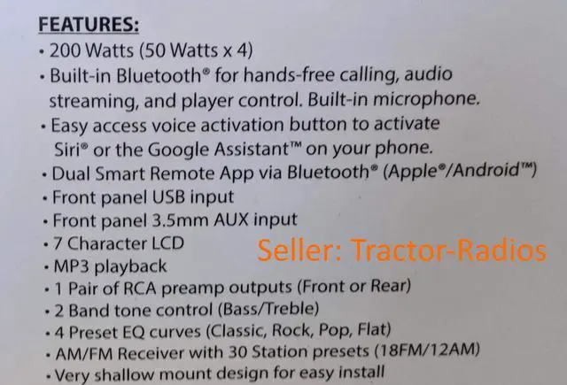 Alt view image 6 of 6 - Direct Connect Plug & Play Kubota Tractor Radio Google Siri Bluetooth LX2610 LX RTV-1100 B2650 RTV-X1100C