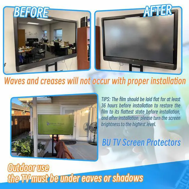 Alt view image 3 of 7 - 43 Inch Anti-Glare TV Film - Anti- Blue Light Screen Protector, Filter Blocking Blue Light From 400 To 450Nm, Protection Eyes