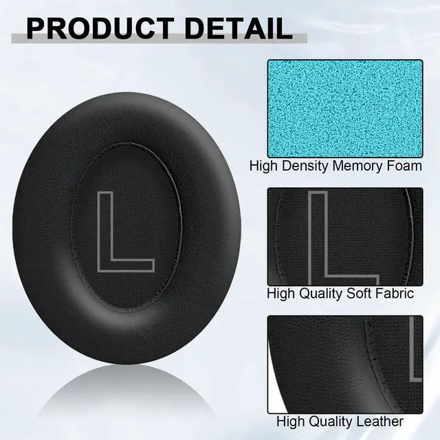 Alt view image 5 of 7 - Replacement Earpads for Anker Soundcore Life 2/Q20/Q20+/Q20I/Q20BT Headphones, Ear Cushions Headset Earpads Ear Cups Cover Repair Parts (Black)