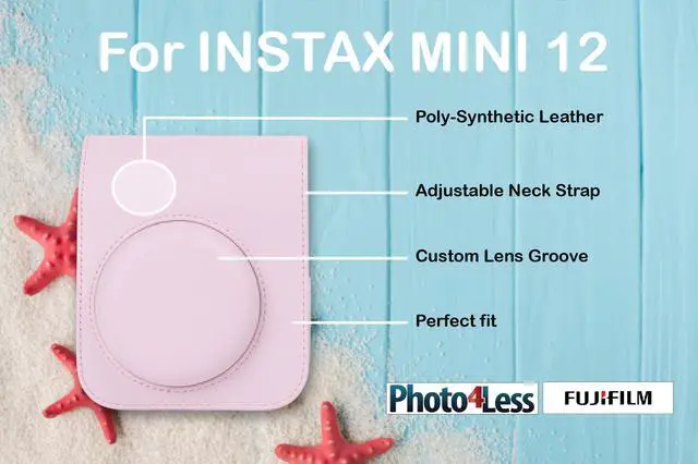 Alt view image 4 of 7 - INSTAX MINI 12 Instant Film Camera (Blossom Pink) + Fuji Instax Instant Film Single Pack - 10 Prints + Protective Case - Pink + Photo Album - + Travel Stickers - Bundle!