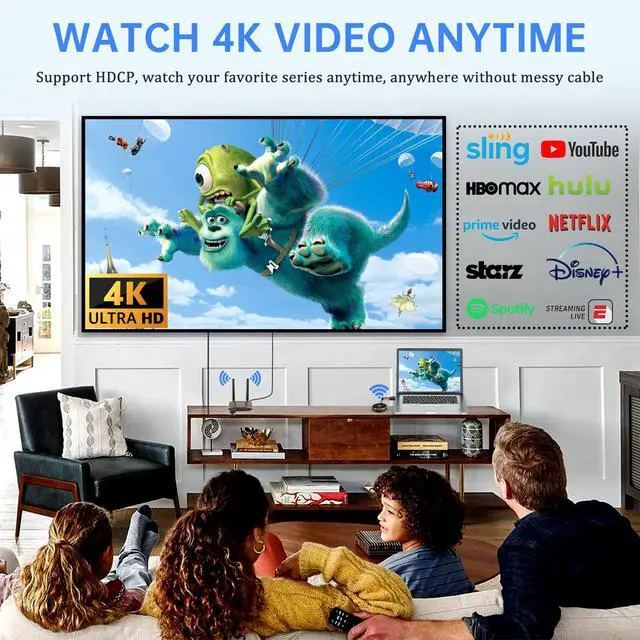 Alt view image 4 of 7 - HDMI Wireless Transmitter and Receiver 4K, Dual Screens HDMI & VGA Live Casting 5G Video/Audio for Laptop, Cable Box, Camera, Blu-ray, Phone, Netfix to Monitor, Projector, HDTV 165FT/50M