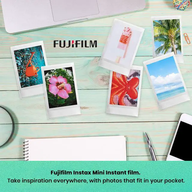 Alt view image 7 of 7 - INSTAX MINI 12 Instant Film Camera (Blossom Pink) + Fuji Instax Instant Film Single Pack - 10 Prints + Protective Case - Pink + Photo Album - + Travel Stickers - Bundle!