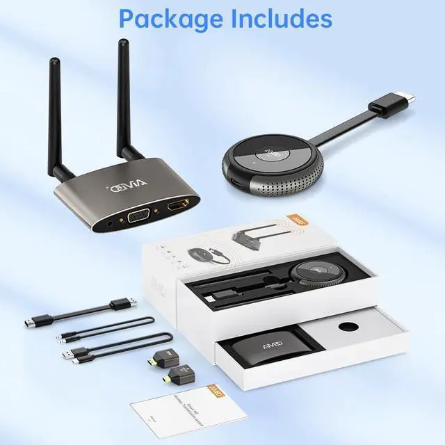 Alt view image 6 of 7 - HDMI Wireless Transmitter and Receiver 4K, Dual Screens HDMI & VGA Live Casting 5G Video/Audio for Laptop, Cable Box, Camera, Blu-ray, Phone, Netfix to Monitor, Projector, HDTV 165FT/50M