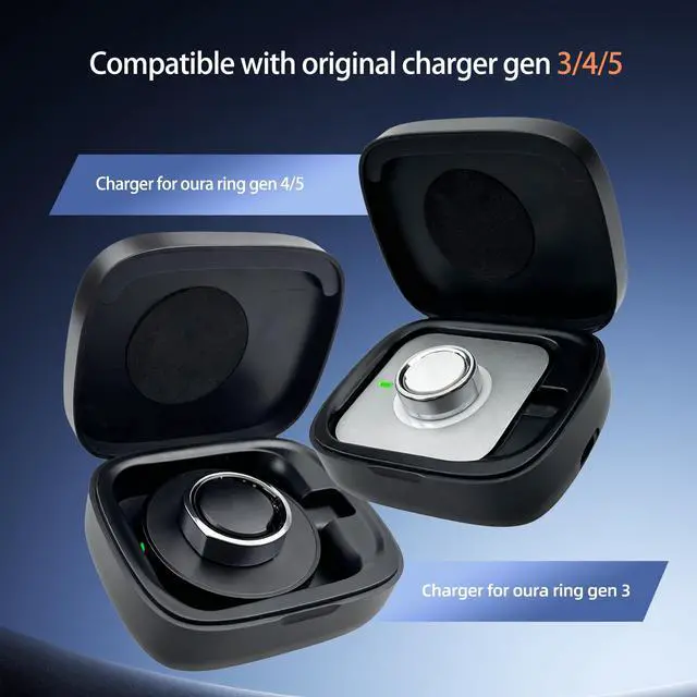 Alt view image 2 of 7 - Wireless Charging Case for Oura Ring Gen 5 & gen 4 & gen 3 Charger | 1000mAh, Portable Travel Charging Station, Fits All-Sized Ring Gen 5 | Gen 4 | Gen 3, Official Charger NOT Included