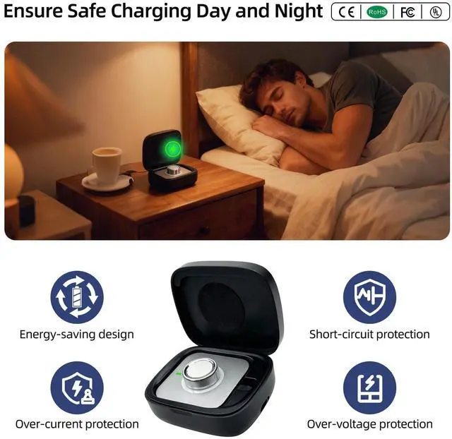 Alt view image 3 of 7 - Wireless Charging Case for Oura Ring Gen 5 & gen 4 & gen 3 Charger | 1000mAh, Portable Travel Charging Station, Fits All-Sized Ring Gen 5 | Gen 4 | Gen 3, Official Charger NOT Included