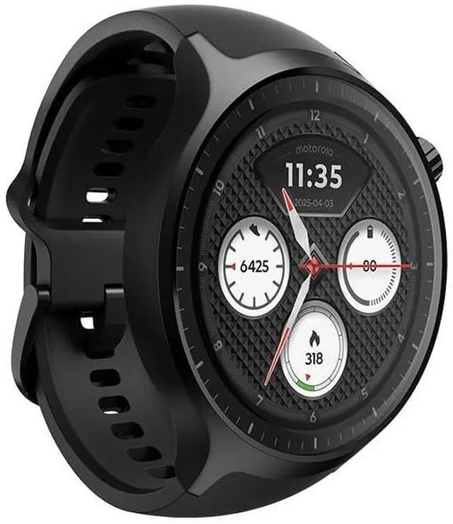 Main image of Moto Watch, OLED 1.4" Display, Bluetooth 5.3, Moto AI, Round, Silicone Black Band, Built-in GPS, Waterproof, for Android Devices (Volcanic Black)