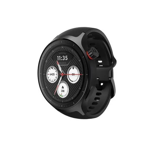 Alt view image 3 of 7 - Moto Watch, OLED 1.4" Display, Bluetooth 5.3, Moto AI, Round, Silicone Black Band, Built-in GPS, Waterproof, for Android Devices (Volcanic Black)