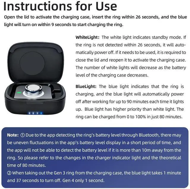 Alt view image 7 of 7 - Wireless Charging Case for Oura Ring Gen 5 & gen 4 & gen 3 Charger | 1000mAh, Portable Travel Charging Station, Fits All-Sized Ring Gen 5 | Gen 4 | Gen 3, Official Charger NOT Included