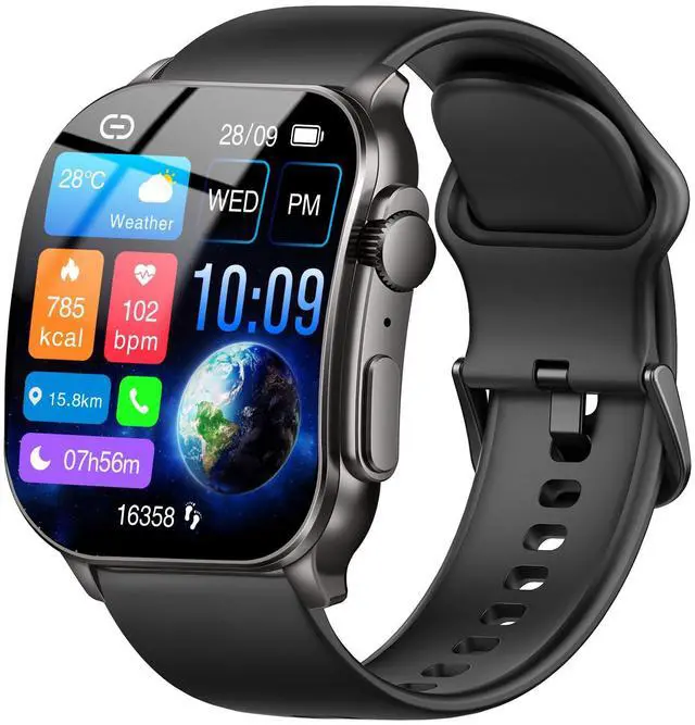 Main image of Smart Watch, 2.01" AMOLED Curved Touchscreen Fitness Watch for Men Women, IP68 Waterproof, 24/7 Heart Rate/Sleep Monitor, Fitness Tracker with Pedometer, 120+ Sports Modes