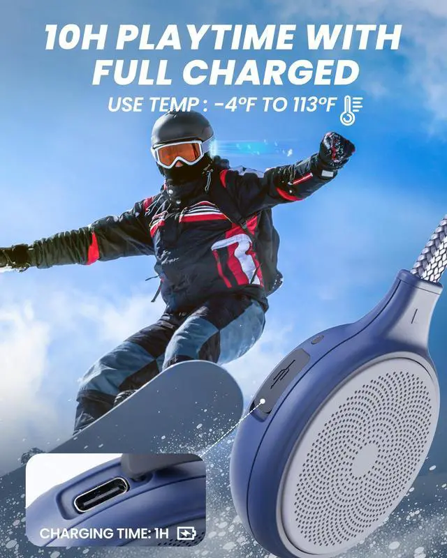 Alt view image 5 of 7 - Ski Helmet Drop-in Headphones Wireless Bluetooth | 5.3 Wireless Bluetooth, Drop-in Headphones HD Speakers, Big Button, 10H Working Time, Audio-Ready Helmet Compatibility