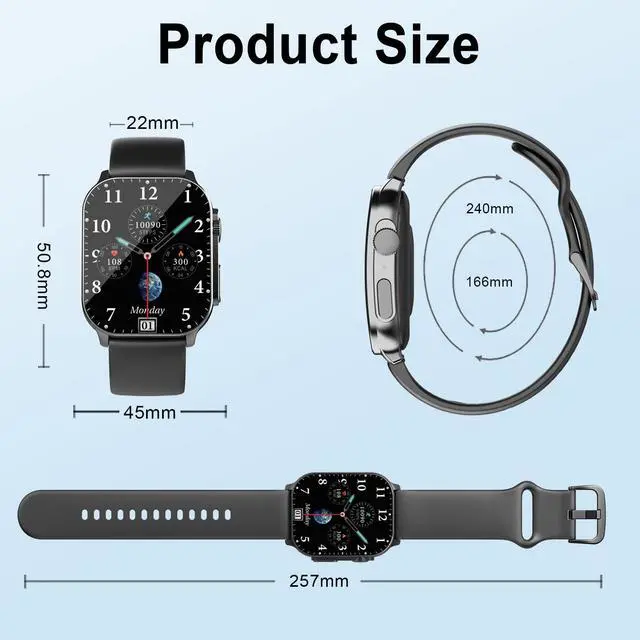 Alt view image 4 of 7 - Smart Watch, 2.01" AMOLED Curved Touchscreen Fitness Watch for Men Women, IP68 Waterproof, 24/7 Heart Rate/Sleep Monitor, Fitness Tracker with Pedometer, 120+ Sports Modes