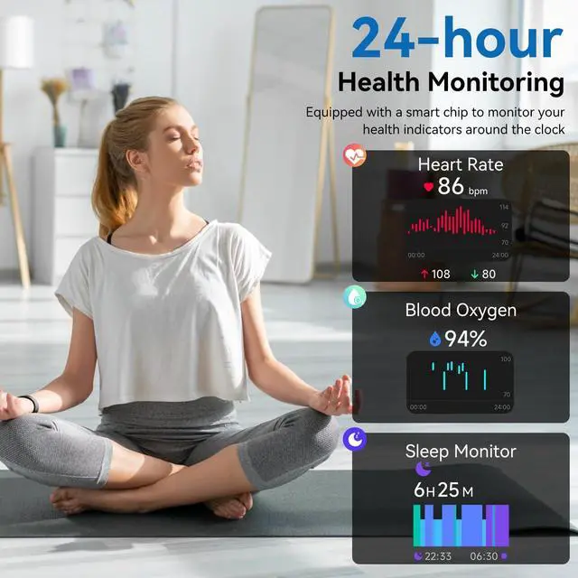 Alt view image 4 of 7 - Smart Watch with Alexa Built-in 2026 Fitness Tracker 1.83" HD Bluetooth Calls and Notifications Heart Rate Sleep Monitor Fitness Watch IP68 Waterproof with 120+ Sport Modes for iPhone Android (Black)