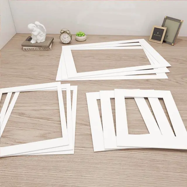 Alt view image 7 of 7 - 18x24 White Picture Mats for 16x20 Pictures with Core Bevel Cut Frame Mattes - Pack of 5