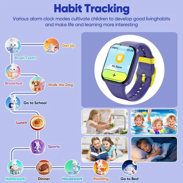Alt view image 6 of 7 - Smart Watch for Kids No APP/Phone Needed, HD Touch Screen Fitness Tracker with Heart Rate, Sleep Monitor, IP68 Waterproof Smartwatches with Pedometer, Alarm Clock, Gifts for Kids Ages 4-12