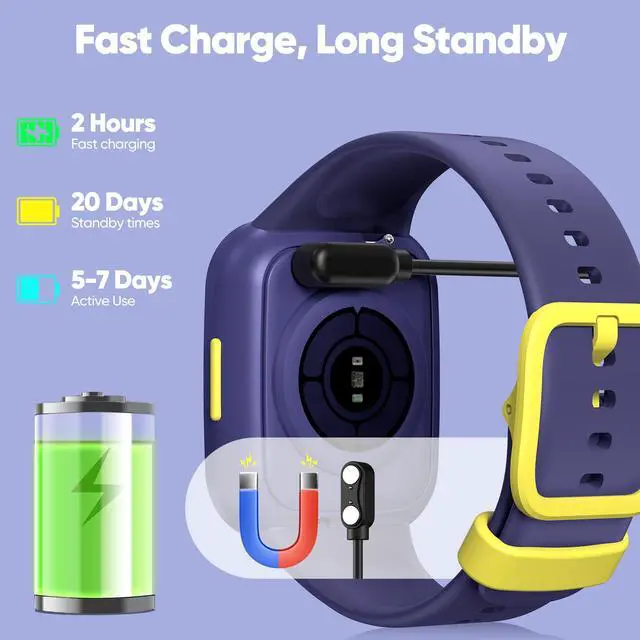 Alt view image 7 of 7 - Smart Watch for Kids No APP/Phone Needed, HD Touch Screen Fitness Tracker with Heart Rate, Sleep Monitor, IP68 Waterproof Smartwatches with Pedometer, Alarm Clock, Gifts for Kids Ages 4-12