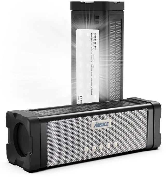Main image of Solar Bluetooth Speaker,IPX7 Waterproof Portable 20W Rich Bass,with 27 LED Lights, 5000mAh Battery,Mic,TF Card,for Outdoor Shower Home-Black