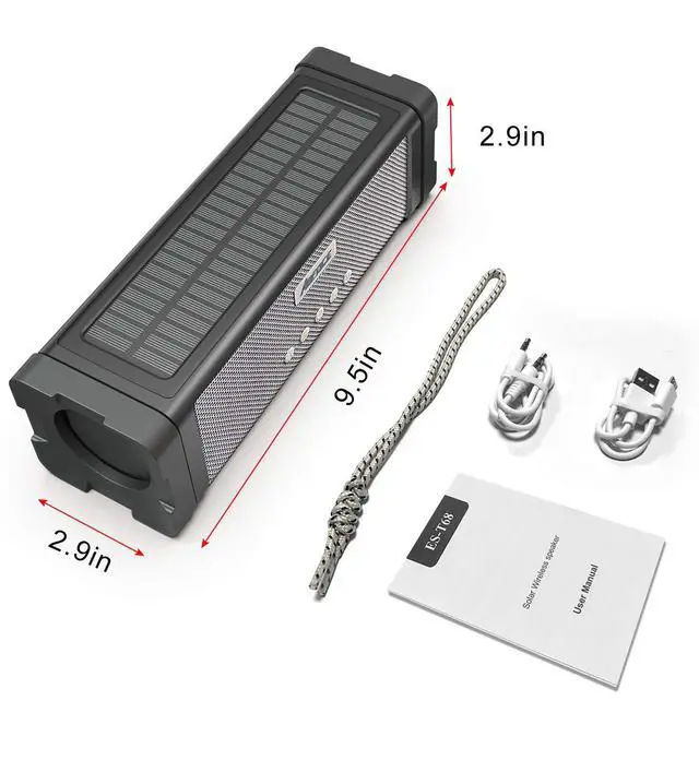 Alt view image 7 of 7 - Solar Bluetooth Speaker,IPX7 Waterproof Portable 20W Rich Bass,with 27 LED Lights, 5000mAh Battery,Mic,TF Card,for Outdoor Shower Home-Black
