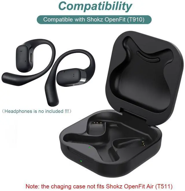 Alt view image 2 of 7 - Charging Case for Shokz OpenFit (1st Gen) Earbuds | Replacement Case Cover 600mAh Capacity for Shokz OpenFit T910 Open Ear Headphones