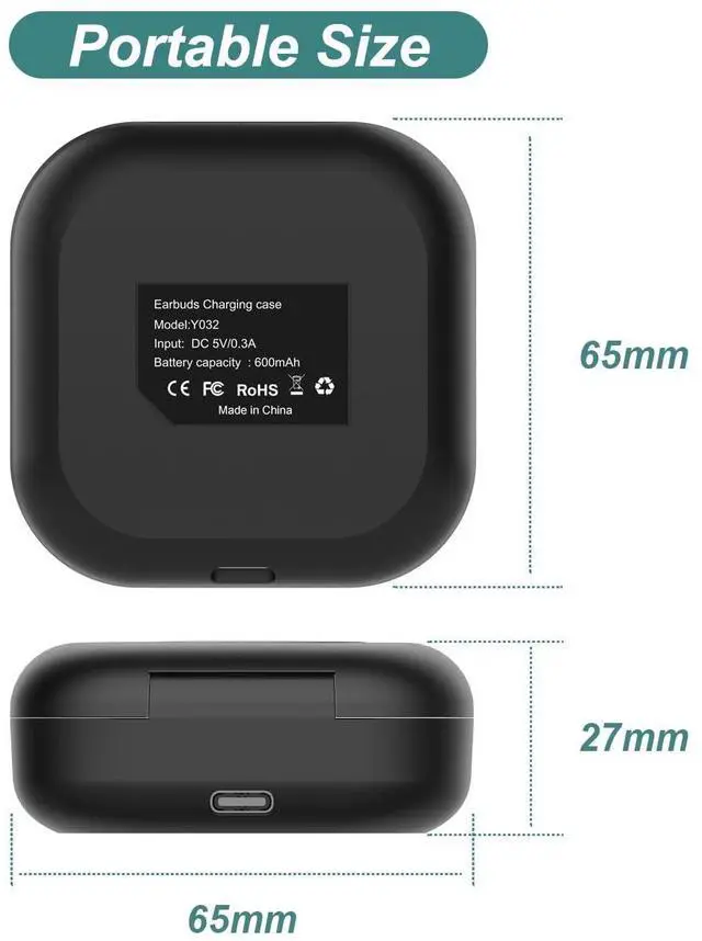 Alt view image 6 of 7 - Charging Case for Shokz OpenFit (1st Gen) Earbuds | Replacement Case Cover 600mAh Capacity for Shokz OpenFit T910 Open Ear Headphones