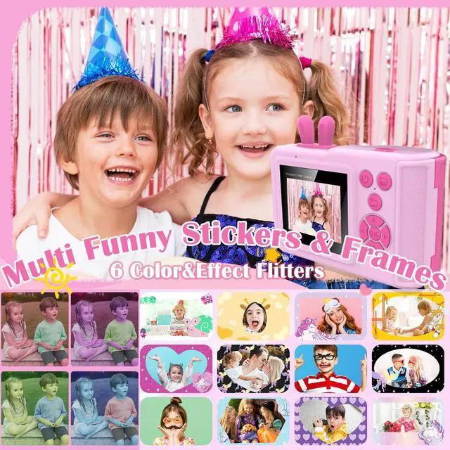 Alt view image 4 of 7 - Kids Camera Instant Print, Camera for Kids with Printable Photos, Toddler Camera Toys for Children Ages 3-14, Digital Camera Birthday Gifts for Girls (Pink)