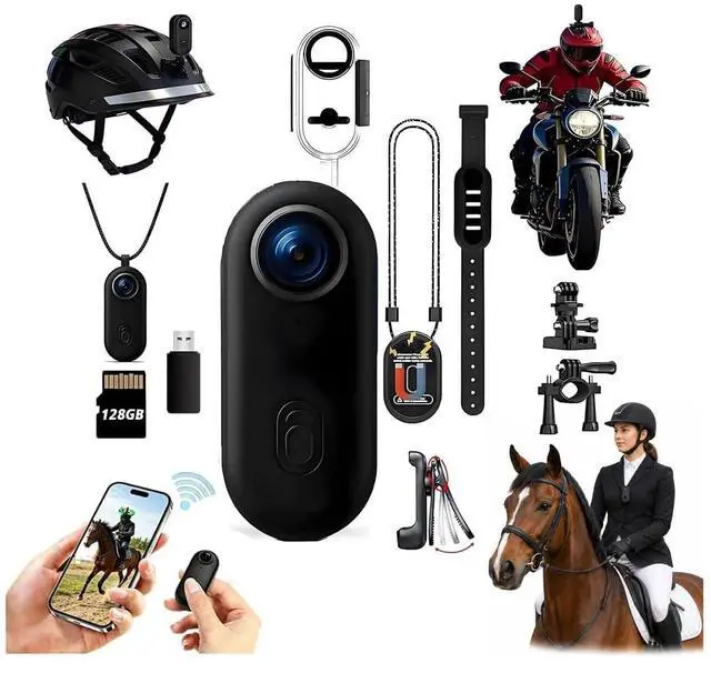 Main image of 4K Equestrian POV Camera,Magnetic Hands-Free Necklace Camera,Waterproof Wearable Thumb Cameras with WiFi App,Helmet Cam for Bike/Motorbike and Sports,Horse Riding or Baseball(4k-black-128g)